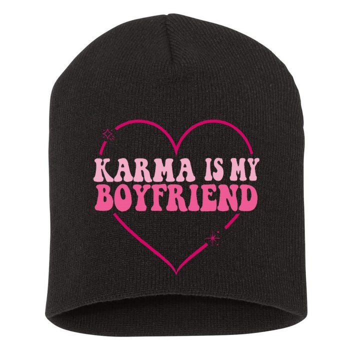 Sarcastic Quote Embrace K.arma's Groovy S.pirituel Heart Short Acrylic Beanie