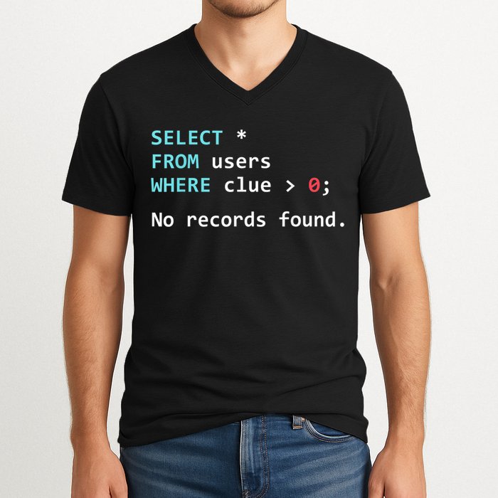 SQL Query Funny SQL Database Admin Programmer V-Neck T-Shirt