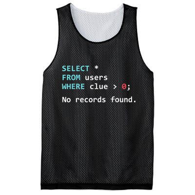 SQL Query Funny SQL Database Admin Programmer Mesh Reversible Basketball Jersey Tank
