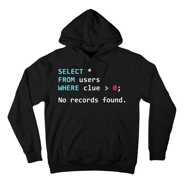 SQL Query Funny SQL Database Admin Programmer Tall Hoodie