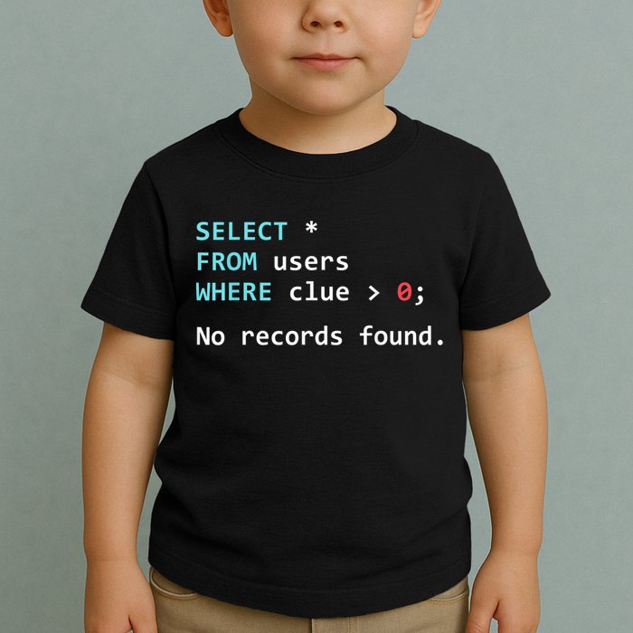 SQL Query Funny SQL Database Admin Programmer Toddler T-Shirt