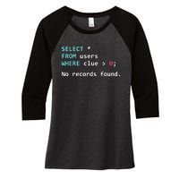 SQL Query Funny SQL Database Admin Programmer Women's Tri-Blend 3/4-Sleeve Raglan Shirt