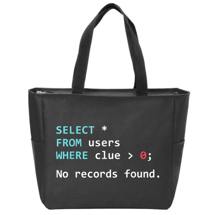 SQL Query Funny SQL Database Admin Programmer Zip Tote Bag