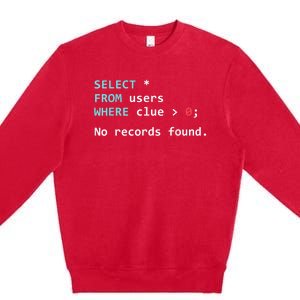 SQL Query Funny SQL Database Admin Programmer Premium Crewneck Sweatshirt