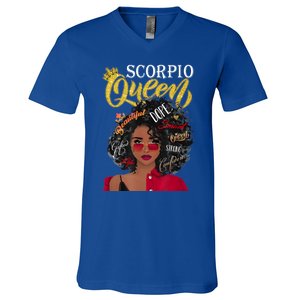 Scorpio Queen Face Wink Eyes Lady Face Birthday Funny Gift Meaningful Gift V-Neck T-Shirt