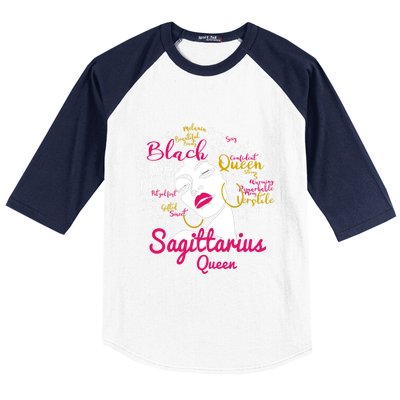 Sagittarius Queen Funny Birthday Gift For Black Gift Baseball Sleeve Shirt