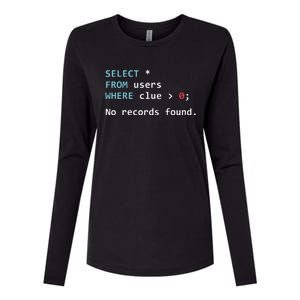 SQL Query Funny SQL Database Admin Programmer Womens Cotton Relaxed Long Sleeve T-Shirt