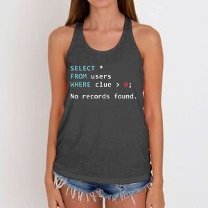 SQL Query Funny SQL Database Admin Programmer Women's Knotted Racerback Tank