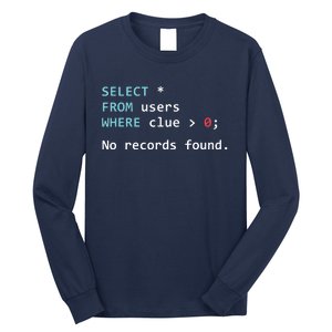 SQL Query Funny SQL Database Admin Programmer Long Sleeve Shirt