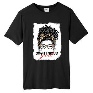 Sagittarius Queen Face Wink Eyes Messy Bun Birthday Gift Tall Fusion ChromaSoft Performance T-Shirt