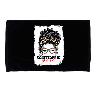 Sagittarius Queen Face Wink Eyes Messy Bun Birthday Gift Microfiber Hand Towel