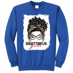 Sagittarius Queen Face Wink Eyes Messy Bun Birthday Gift Sweatshirt