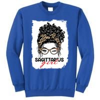 Sagittarius Queen Face Wink Eyes Messy Bun Birthday Gift Sweatshirt