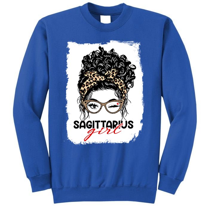 Sagittarius Queen Face Wink Eyes Messy Bun Birthday Gift Sweatshirt