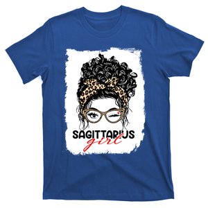 Sagittarius Queen Face Wink Eyes Messy Bun Birthday Gift T-Shirt