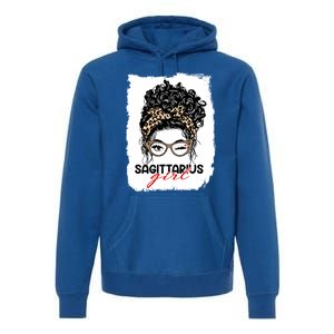 Sagittarius Queen Face Wink Eyes Messy Bun Birthday Gift Premium Hoodie