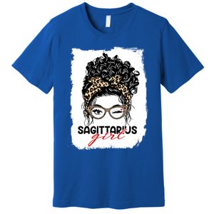 Sagittarius Queen Face Wink Eyes Messy Bun Birthday Gift Premium T-Shirt