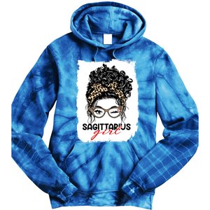 Sagittarius Queen Face Wink Eyes Messy Bun Birthday Gift Tie Dye Hoodie