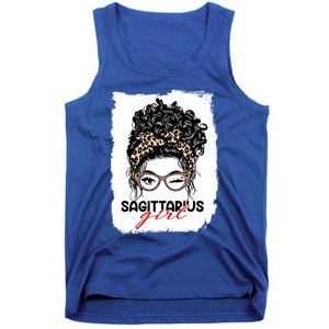 Sagittarius Queen Face Wink Eyes Messy Bun Birthday Gift Tank Top