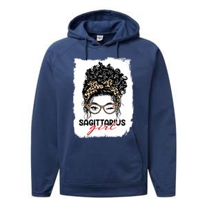 Sagittarius Queen Face Wink Eyes Messy Bun Birthday Gift Performance Fleece Hoodie