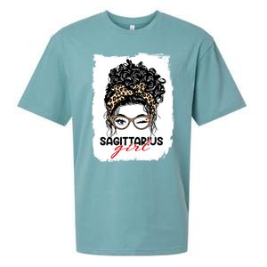 Sagittarius Queen Face Wink Eyes Messy Bun Birthday Gift Sueded Cloud Jersey T-Shirt