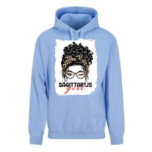 Sagittarius Queen Face Wink Eyes Messy Bun Birthday Gift Unisex Surf Hoodie