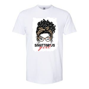 Sagittarius Queen Face Wink Eyes Messy Bun Birthday Gift Softstyle CVC T-Shirt