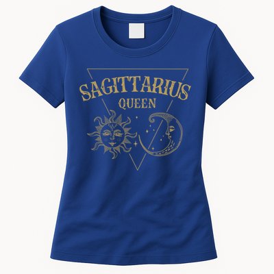 Sagittarius Queen / Golden Sun And Moon Sagittarius Birthday Gift Womens T-Shirt