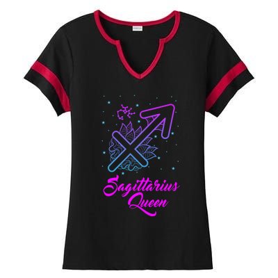 Sagittarius Queen Gift Ladies Halftime Notch Neck Tee