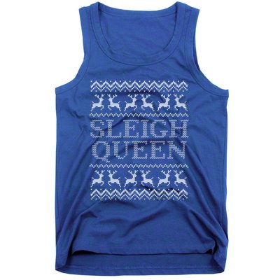 Sleigh Queen Holiday Party Funny Ugly Christmas Sweater Cute Gift Tank Top