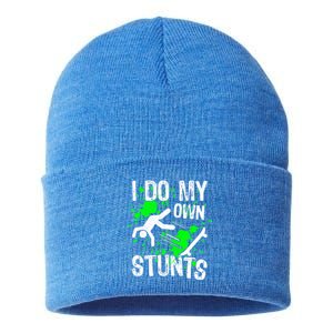 Skateboard Quote I Do My Own Stunts Skateboarder Skater N Gift Sustainable Knit Beanie