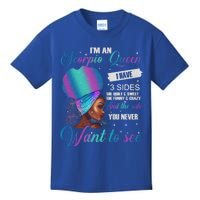 Scorpio Queen I Have 3 Sides Birthday Scorpio Zodiac Funny Gift Kids T-Shirt