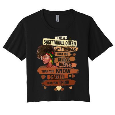 Sagittarius Queen I Am Stronger Birthday Black Wo Women's Crop Top Tee