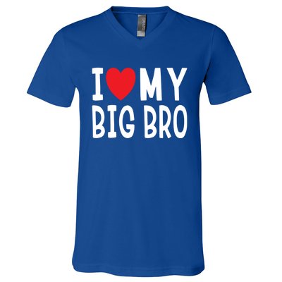 Sibling Quote I Love My Big Bro Heart Brother Gift V-Neck T-Shirt