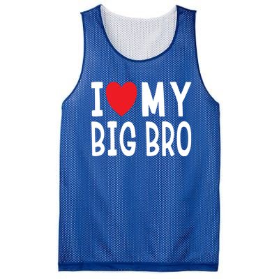 Sibling Quote I Love My Big Bro Heart Brother Gift Mesh Reversible Basketball Jersey Tank