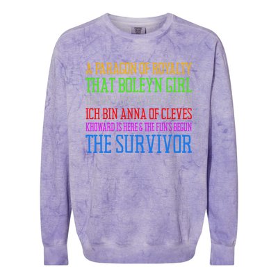 Six Queens Lyrics Six: The Musical Funny Gift Colorblast Crewneck Sweatshirt