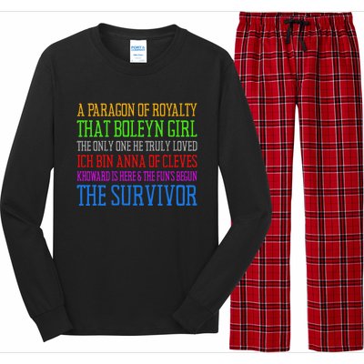 Six Queens Lyrics Six: The Musical Funny Gift Long Sleeve Pajama Set