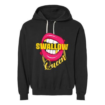 Swallow Queen Lips Golden Necklace Naughty Queen Garment-Dyed Fleece Hoodie