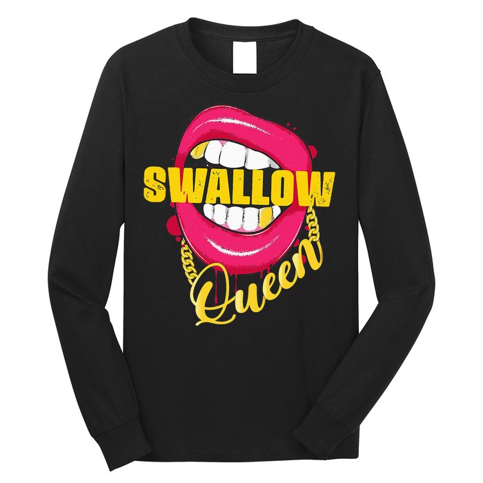 Swallow Queen Lips Golden Necklace Naughty Queen Long Sleeve Shirt