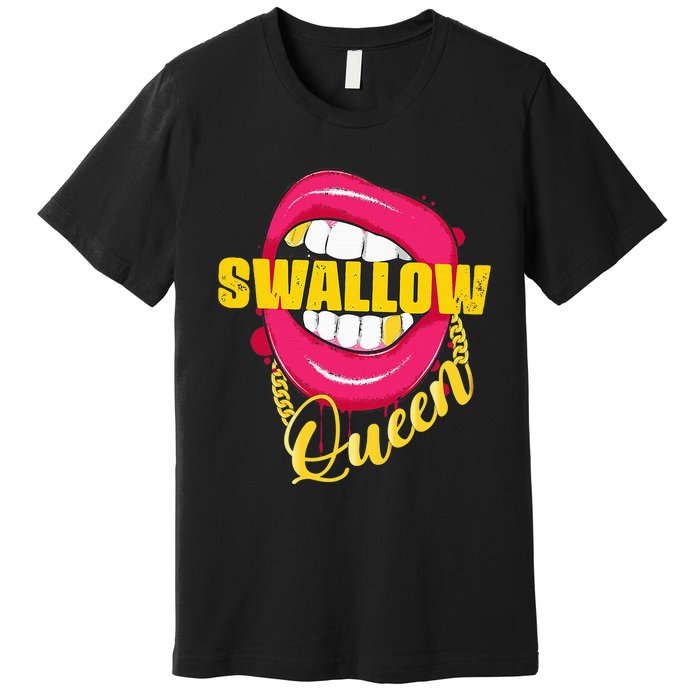 Swallow Queen Lips Golden Necklace Naughty Queen Premium T-Shirt