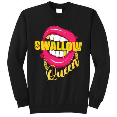 Swallow Queen Lips Golden Necklace Naughty Queen Tall Sweatshirt