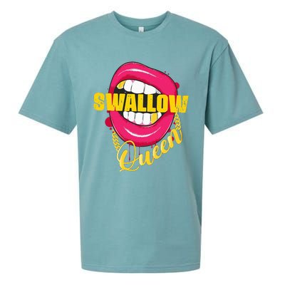 Swallow Queen Lips Golden Necklace Naughty Queen Sueded Cloud Jersey T-Shirt