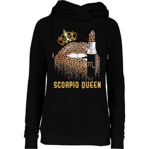 Scorpio Queen Leopard Lips Scorpio Womens Funnel Neck Pullover Hood