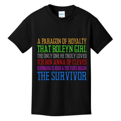 Six Queens Lyrics Six The Musical Kids T-Shirt