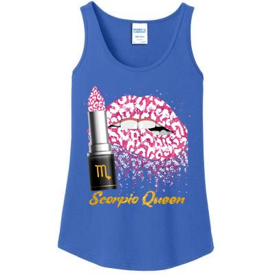 Scorpio Queen Leopard Lips Scorpio Bday Gift Ladies Essential Tank