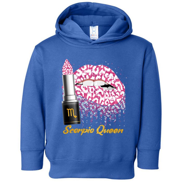 Scorpio Queen Leopard Lips Scorpio Bday Gift Toddler Hoodie