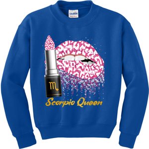 Scorpio Queen Leopard Lips Scorpio Bday Gift Kids Sweatshirt