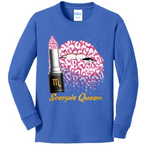 Scorpio Queen Leopard Lips Scorpio Bday Gift Kids Long Sleeve Shirt