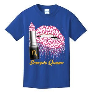 Scorpio Queen Leopard Lips Scorpio Bday Gift Kids T-Shirt