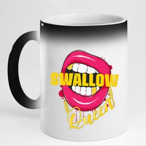 Swallow Queen Lips Golden Necklace Naughty Queen 11oz Black Color Changing Mug